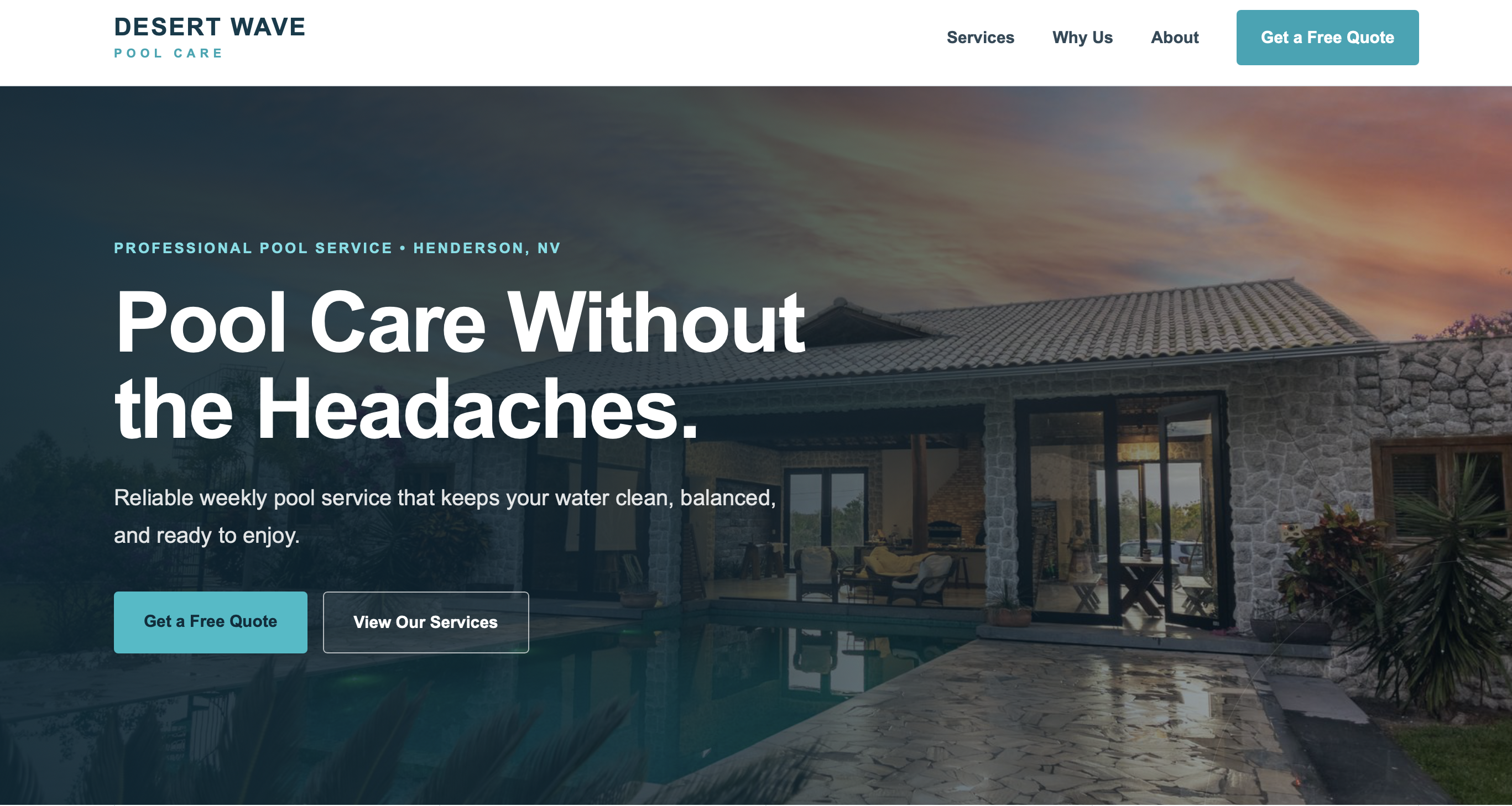 Desert Wave Pool Care website demo
